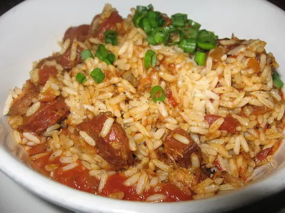 Chicken, chorizo and shrimp jambalaya