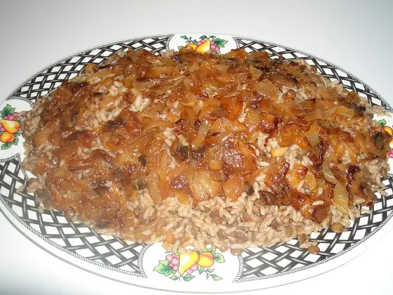 Mujaddara (lentils, rice, crispy onions)