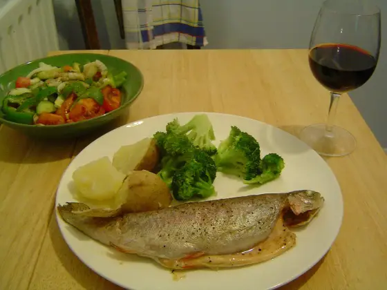 Trout and beetroot salad